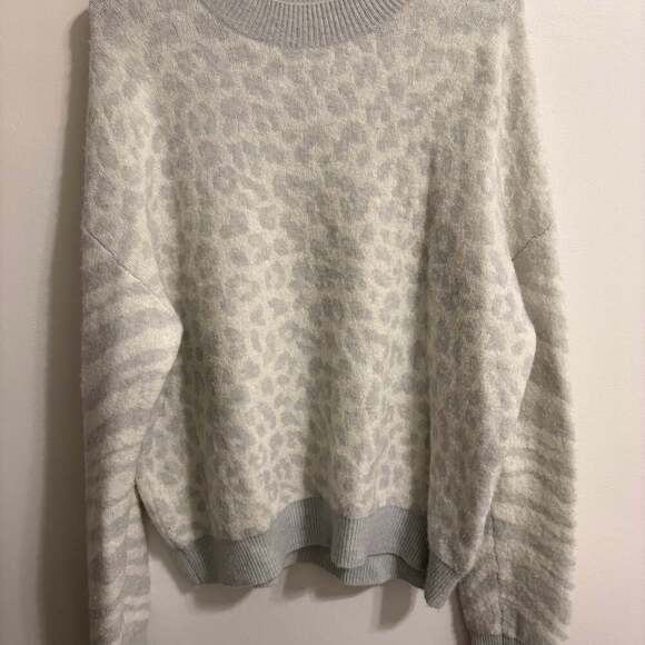 Rails Sweaters - Rails Lana Ivory Grey Mixed Animal Print Wool Cashmere-Blend Sweater
